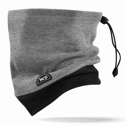 MCTI Raven Black+medium Gray Winter Neck Gaiter: Elastic Closure for Comfort and Warmth