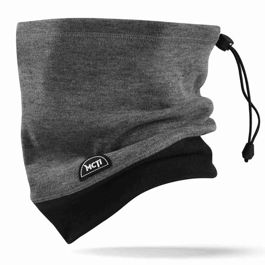 MCTI Winter Neck Gaiter: Elastic Closure, Charcoal Gray Raven Black.