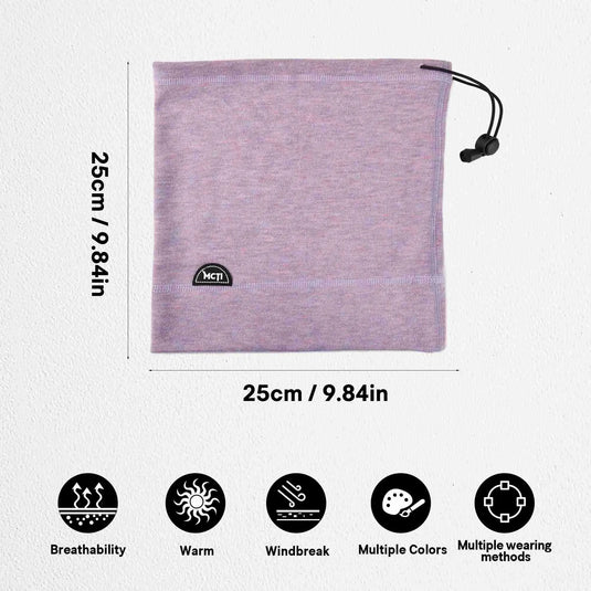 MCTI Winter Neck Gaiter: Elastic Closure, Light Purple, 9.84x9.84 inches, Breathable, Warm, Windproof.