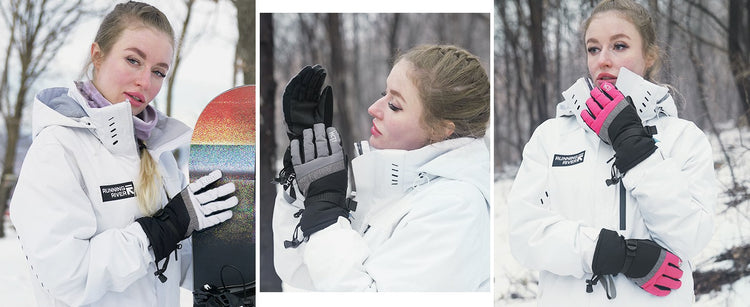 Woman wearing MCTi Women's Warm Ski Gloves in winter activities.