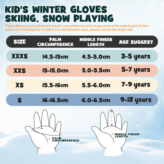 MCTi Kids Gloves Waterproof Winter Warm Snow Ski Gloves Long Cuff Fleece Lined with Reflective Strap MCTi
