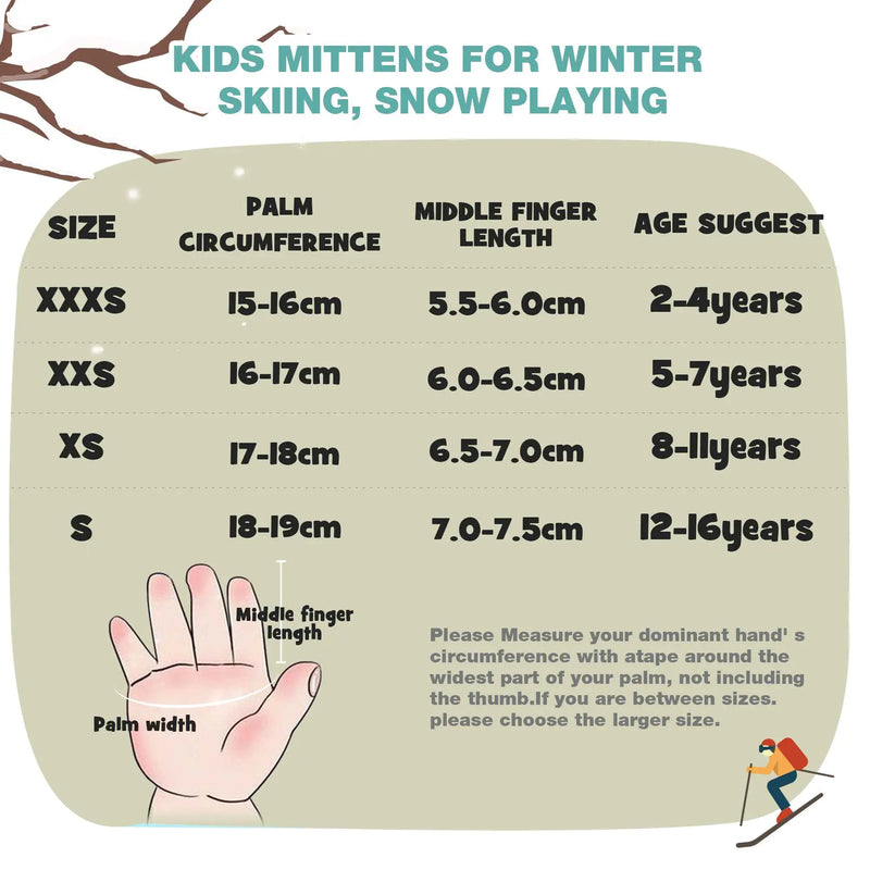 Load image into Gallery viewer, MCTi Kids Mittens Waterproof Winter Ski Warm Sherpa Fleece Lined Removable Insert MCTi

