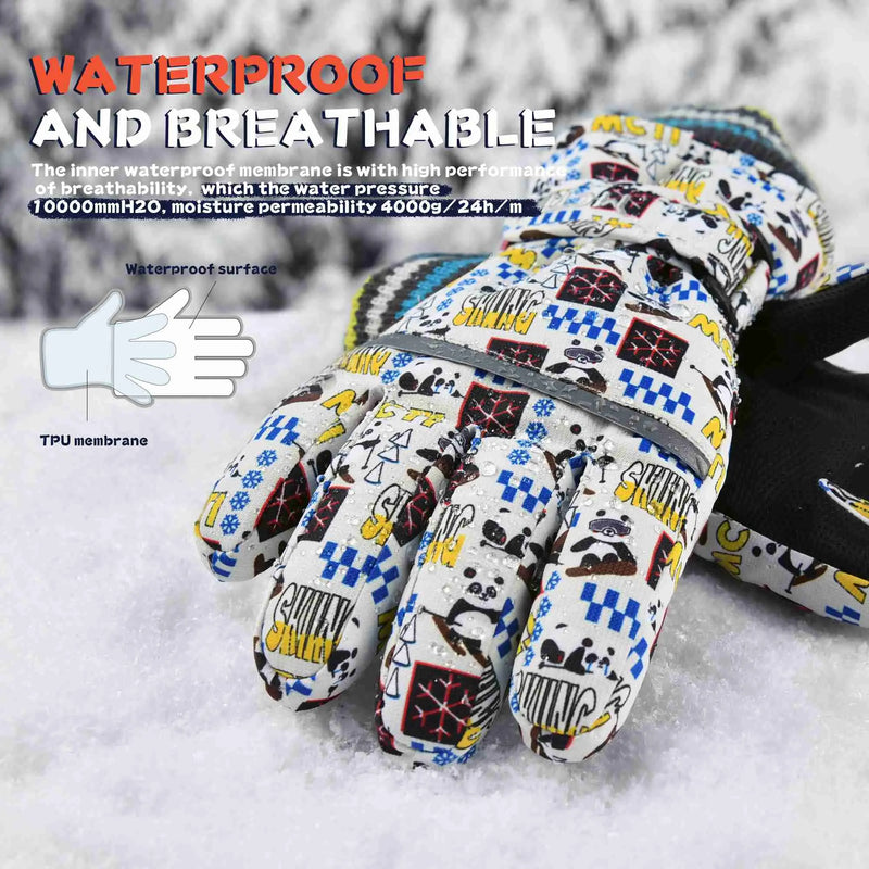 Load image into Gallery viewer, MCTi Kids Ski Gloves Waterproof Long Knitted Cuff Winter Snow Gloves MCTi
