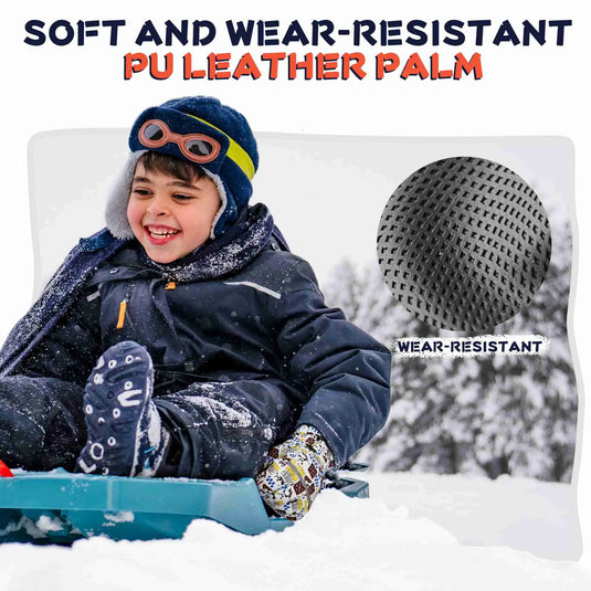 MCTi Kids Ski Gloves Waterproof Long Knitted Cuff Winter Snow Gloves MCTi