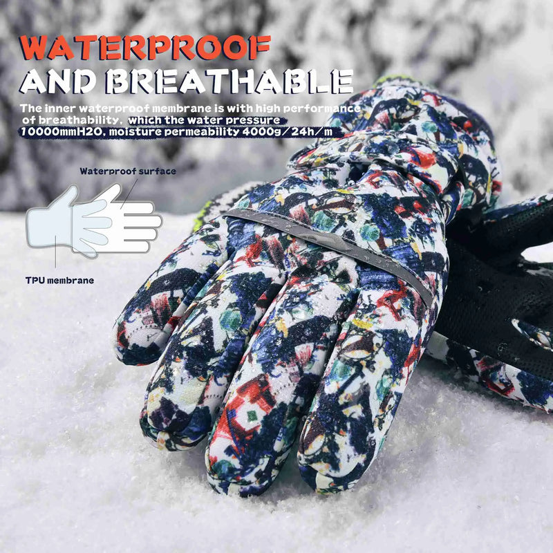 Load image into Gallery viewer, MCTi Kids Ski Gloves Waterproof Long Knitted Cuff Winter Snow Gloves MCTi
