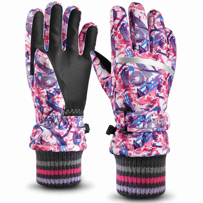 Load image into Gallery viewer, MCTi Kids Ski Gloves Waterproof Long Knitted Cuff Winter Snow Gloves MCTi
