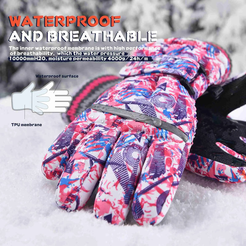 Load image into Gallery viewer, MCTi Kids Ski Gloves Waterproof Long Knitted Cuff Winter Snow Gloves MCTi
