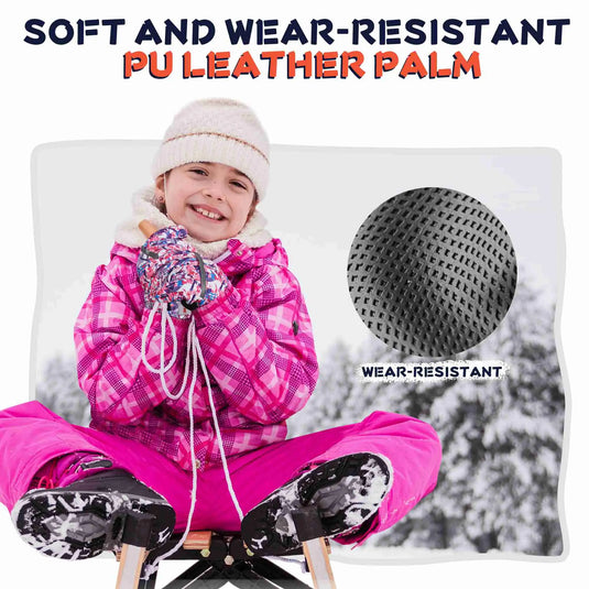 MCTi Kids Ski Gloves Waterproof Long Knitted Cuff Winter Snow Gloves MCTi