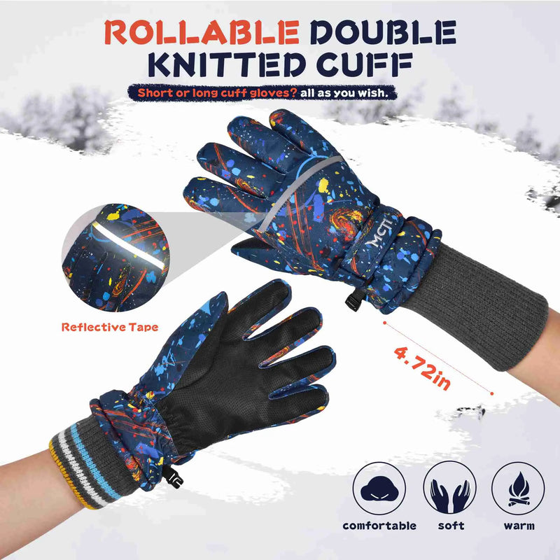 Load image into Gallery viewer, MCTi Kids Ski Gloves Waterproof Long Knitted Cuff Winter Snow Gloves MCTi
