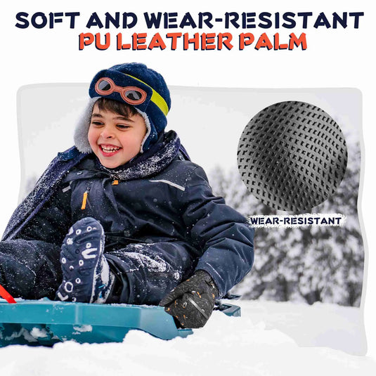 MCTi Kids Ski Gloves Waterproof Long Knitted Cuff Winter Snow Gloves MCTi