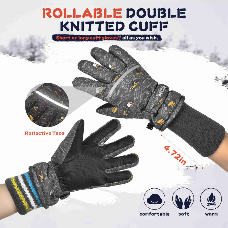 Load image into Gallery viewer, MCTi Kids Ski Gloves Waterproof Long Knitted Cuff Winter Snow Gloves MCTi
