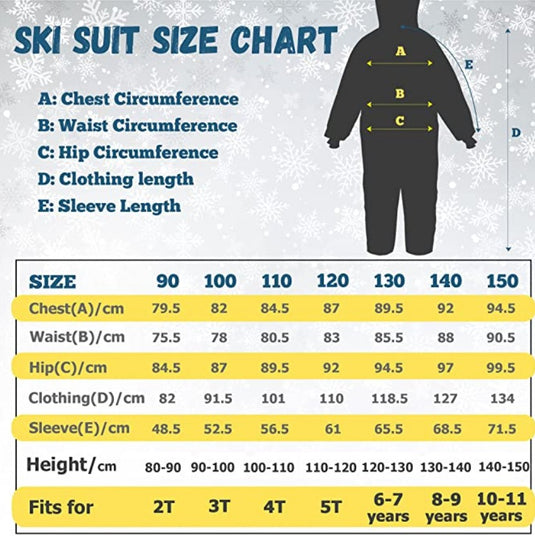 MCTi Kids Ski Suit Snowsuit One Piece Waterproof Ski Jumpsuits Overalls Snowboard Jacket for Winter MCTi