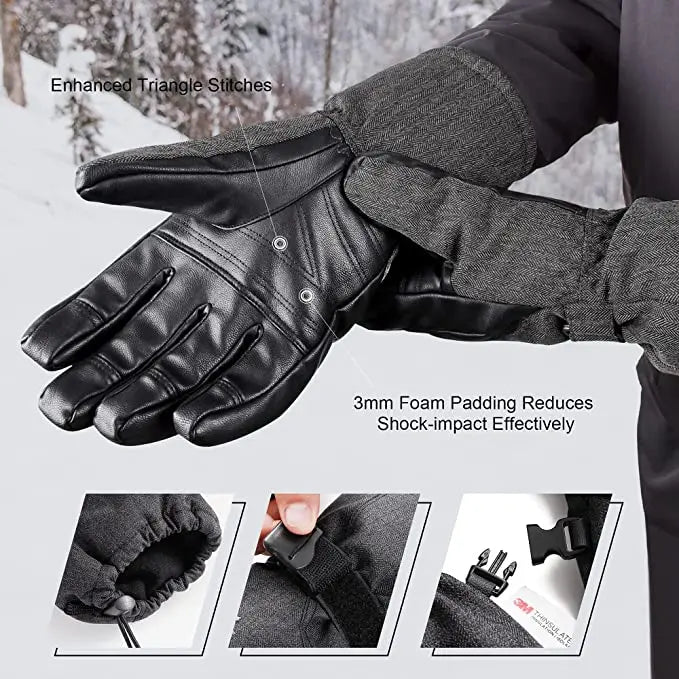 Load image into Gallery viewer, MCTi Ski Gloves Winter Waterproof Snowboard Snow Warm 3M Thinsulate PU Leather Cold Weather Gloves for Mens MCTi
