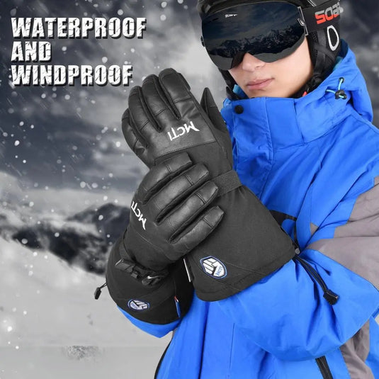 MCTi Ski Gloves for Men Touch Screen Waterproof Snowboard Gloves with Wrist Leashes MCTi