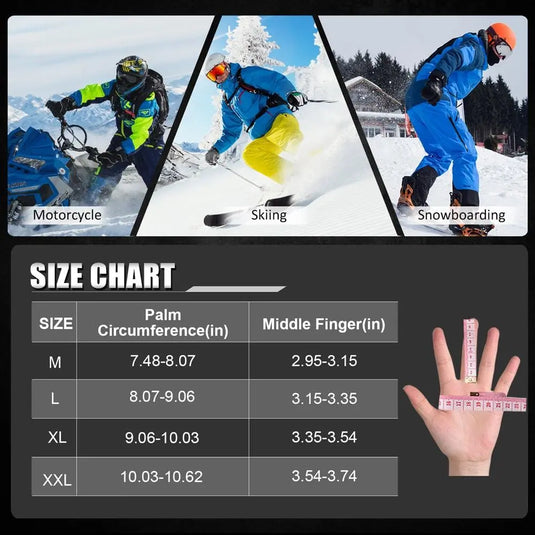 MCTi Ski Gloves for Men Touch Screen Waterproof Snowboard Gloves with Wrist Leashes MCTi