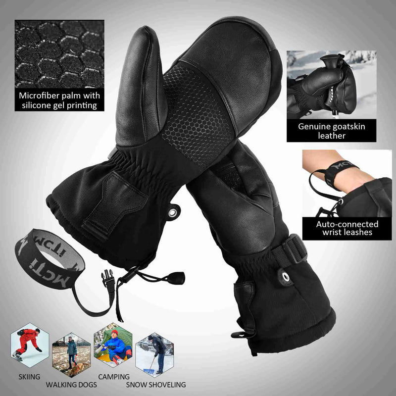 Load image into Gallery viewer, MCTi Ski Mittens Leather Mitten Winter Cold Weather Waterproof Snow Mitt for Men MCTi
