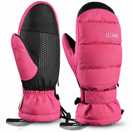 MCTi Ski Mittens Women's Snow Mitten Touch Screen Waterproof Insulated Quilted Mitts with Hidden Zipper MCTi