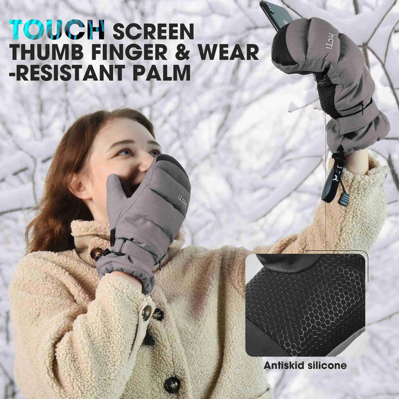 Load image into Gallery viewer, MCTi Ski Mittens Women&#39;s Snow Mitten Touch Screen Waterproof Insulated Quilted Mitts with Hidden Zipper MCTi
