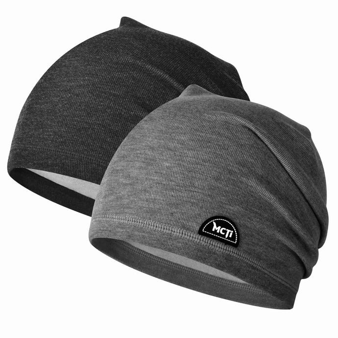 MCTi Slouchy Beanie for Men Women, Winter Warm Stretchy Skull Cap Hat Lightweight for Running Cycling 2 Packed MCTi
