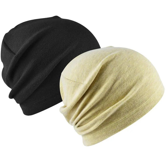 MCTi Slouchy Beanie for Men Women, Winter Warm Stretchy Skull Cap Hat Lightweight for Running Cycling 2 Packed MCTi