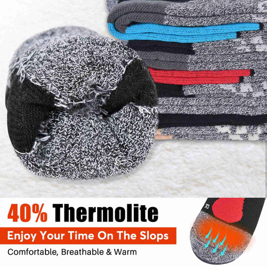 MCTi Thermolite Ski Socks - Winter Thermal Long Socks (2 Pairs)