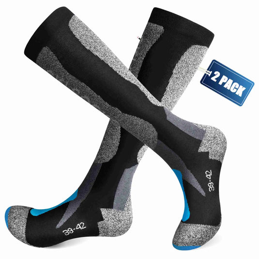 MCTi Thermolite Ski Socks for Hiking Over the Calf Long Socks 2 Pairs MCTi