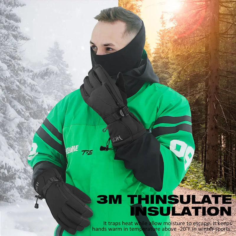 MCTi Guantes de esquí impermeables para invierno, snowboard, nieve,  cálidos, 3M, Thinsulate de piel sintética, guantes para clima frío para  hombres y