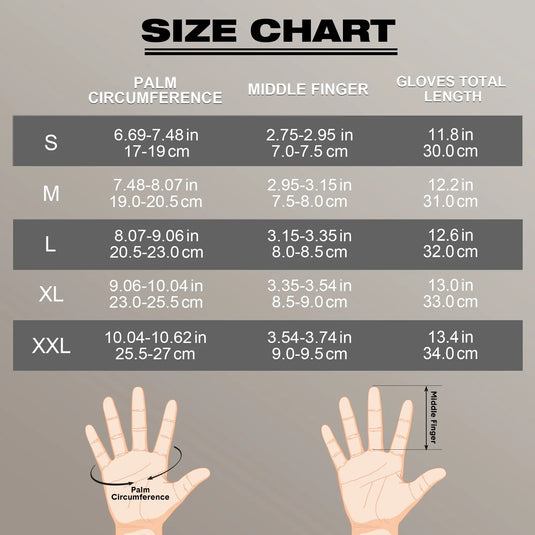 ski gloves men size chart