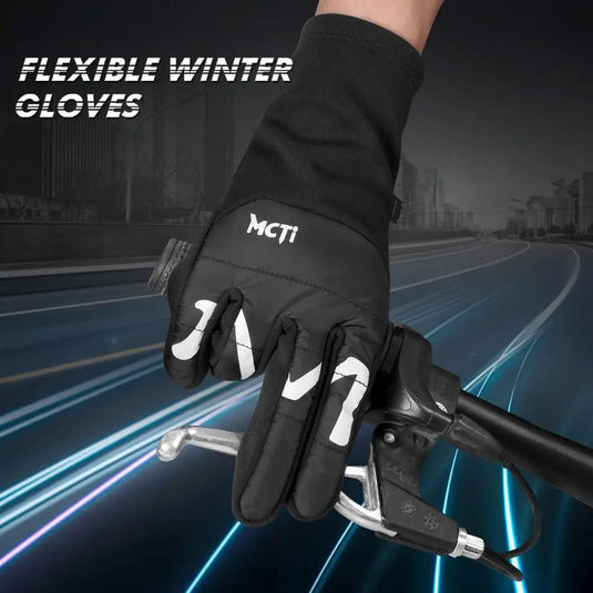 MCTi Winter Gloves Touchscreen Warm Fleece Lining Goatskin Leather Palm for Men Women Running Cycling MCTi