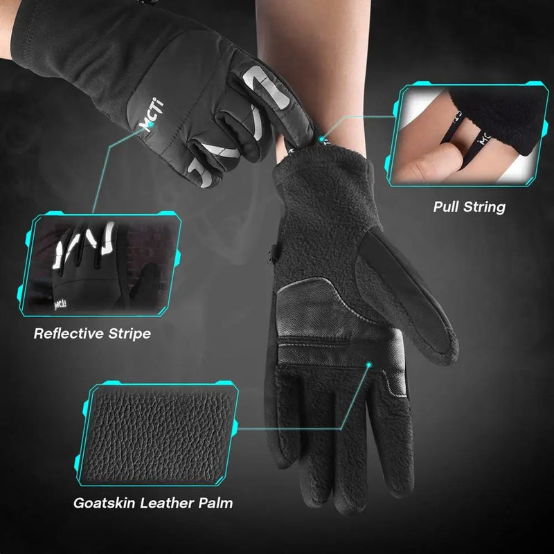 Load image into Gallery viewer, MCTi Winter Gloves Touchscreen Warm Fleece Lining Goatskin Leather Palm for Men Women Running Cycling MCTi
