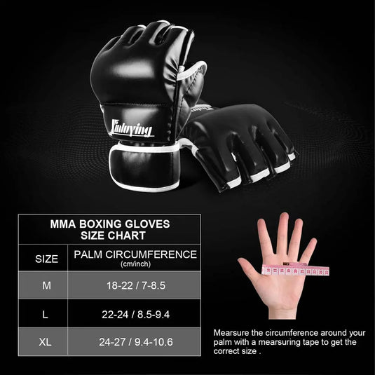 MMA Gloves Martial Arts Grappling Sparring Punch Bag UFC Boxing Training Half Mitts for Men Women Xinluying