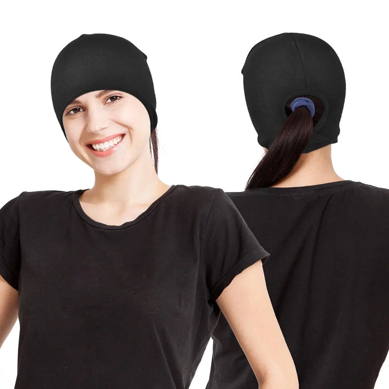 Load image into Gallery viewer, Ponytail Beanie for Women, Winter Thermal Fleece Skull Cap Skiing Running Windproof Soft Hat MCTi
