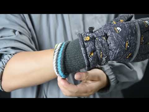 Load and play video in Gallery viewer, MCTi Kids Ski Gloves - Winter Waterproof Gloves with Knit Cuffs (5-13 Years)
